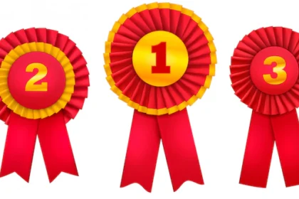 rewarding badges rosettes award realistic set orders top winning places decorated with red ribbons 1284 32277